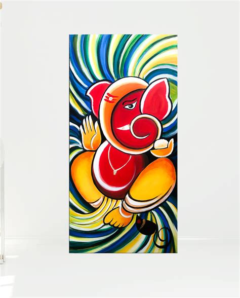 Ganesha Painting, Ganesha contemporary art, Ganesha acrylic painting ...