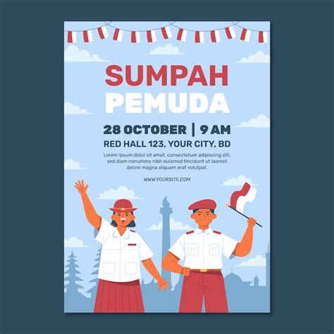 Free Vector | Flat vertical poster template for indonesian sumpah ...