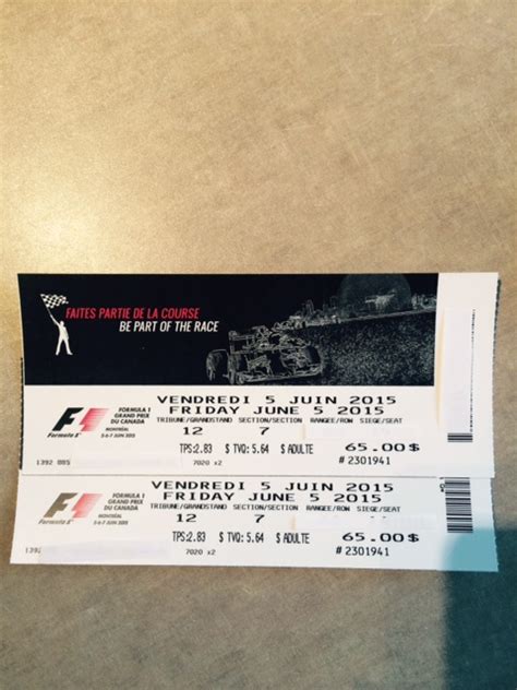 FS Billets Grand Prix F1 Montreal Canada Tickets formula 1 - Rennlist ...