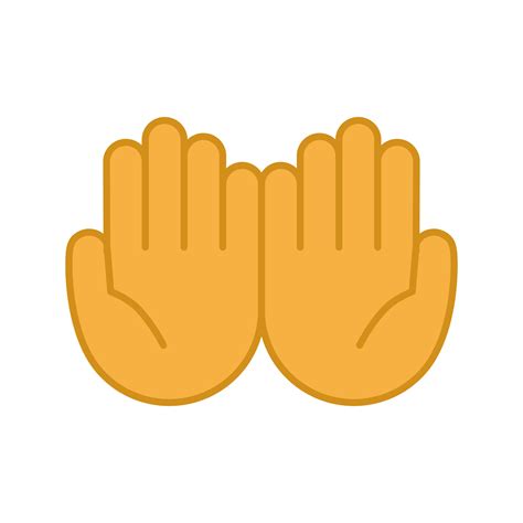 Cupped hands color icon. Palms up together emoji. Begging gesturing ...