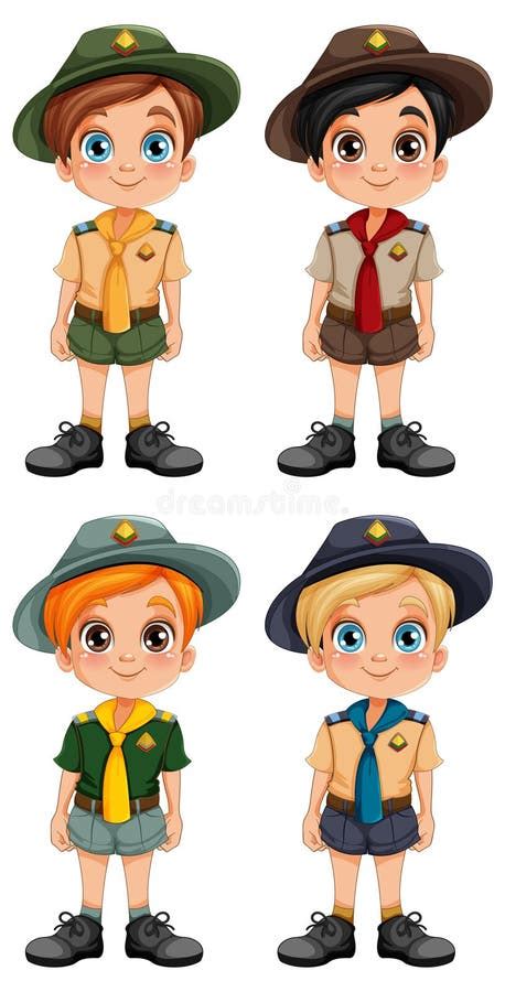 Boy Scout in Uniform Cartoon Character Stock Vector - Illustration of ...