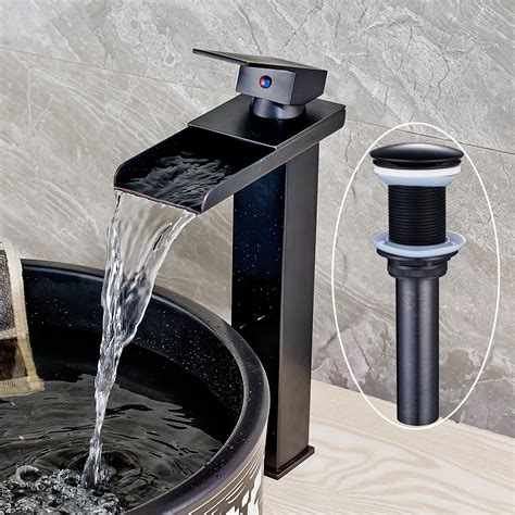 Senlesen Tall Waterfall Spout Bathroom Vessel Sink Faucet Single Lever ...