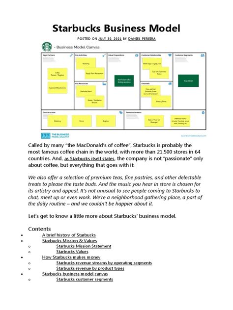 7 Starbucks Business Model Canvas | PDF | Starbucks | Coffee