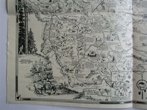 Montana History Pictorial Map; Historical Sites; Pub.1937; Very Good ...