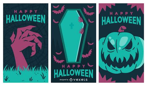 Spooky Halloween Banner Set Vector Download