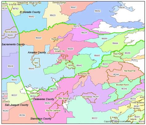 Amador County, CA Zip Code Map - Detailed CA Zip Code Maps