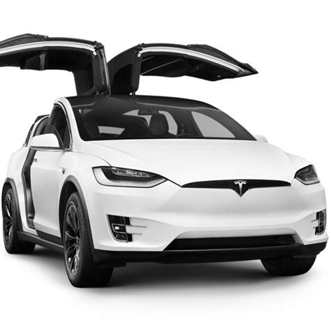 White 2018 Tesla Model X luxury SUV electric car with open falcon wing ...