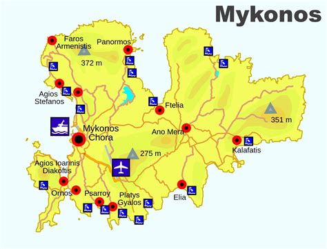 Map of Mykonos Beaches | Best Mykonos Beaches Map 2021