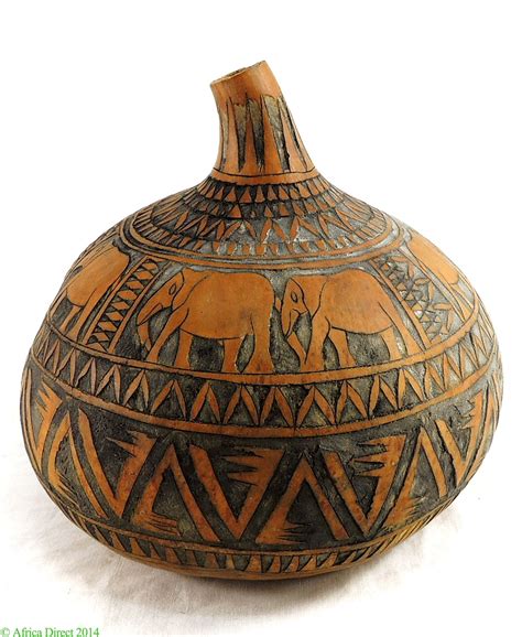 Calabash Gourd Shaker Decorated with Carved Motifs Kenya ... | Calabash ...