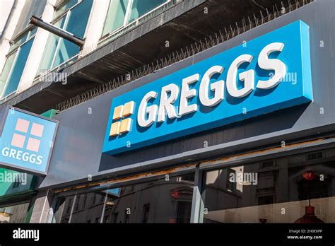 Greggs bakery sign and logo Stock Photo - Alamy