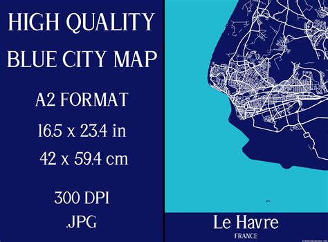 Le Havre France Blue City Map Graphic by Mappingz · Creative Fabrica