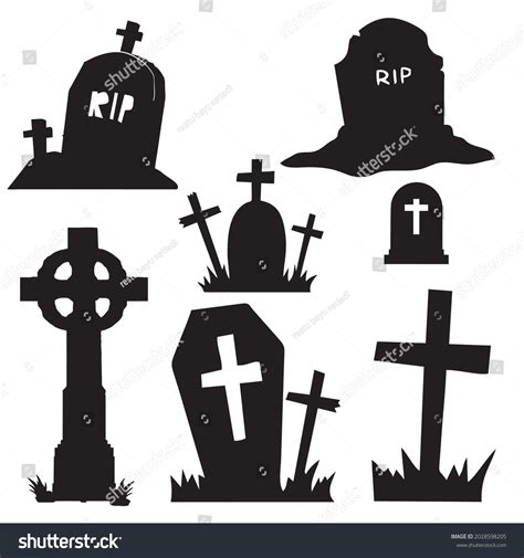 Halloween Grave Silhouette Collection Vector Stock Vector (Royalty Free ...