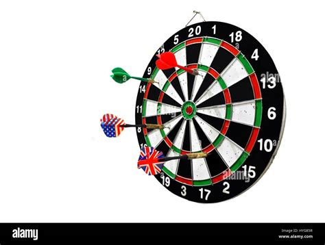 Dart board with arrow isolated on white background Stock Photo - Alamy