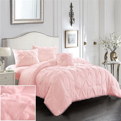 Evolive 4pc Set Pinch Pleat/Kiss Pleat, Pintuck Comforter Set with ...