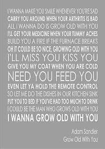 Grow Old With You - Adam Sandler - Word Wall Art Typography Words Lyric ...