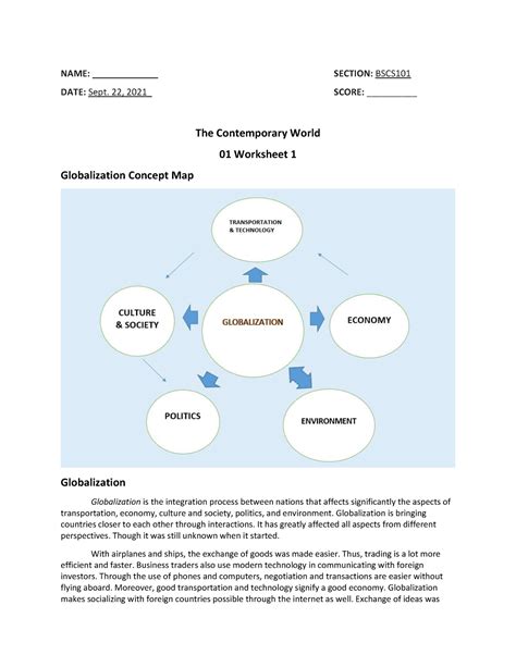 Worksheet Globalization Concept Map Name Section | The Best Porn Website