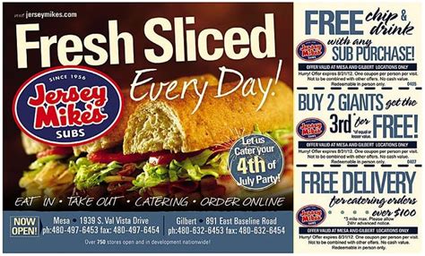 Jersey Mike's Subs: 3 Printable Coupons