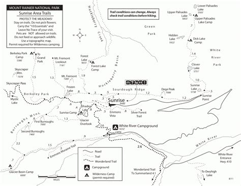 Mt Rainier Hiking Trails Map - TravelsFinders.Com