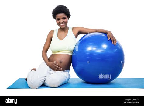 Pregnant woman with exercise ball Stock Photo - Alamy