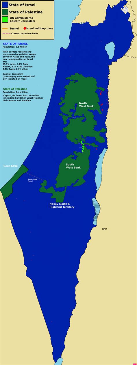 Israel/Palestine 2025 Two-State Concept Map : r/MapPorn