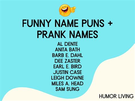 100+ Hilarious Name Puns and Prank Names That Are Clean - Humor Living