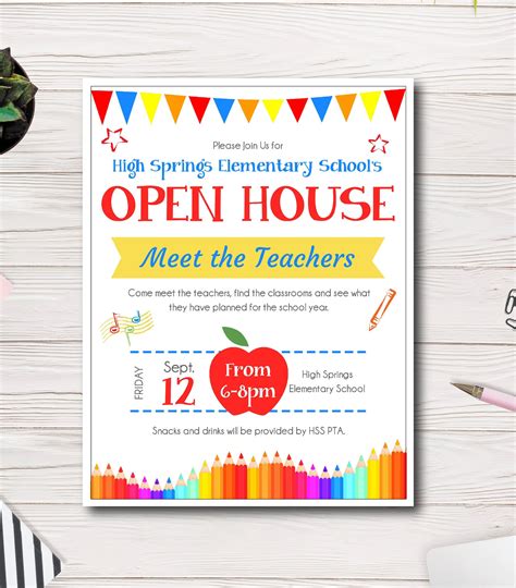 School Open House Flyer, Back to School Flyer Template, PTA, PTO ...