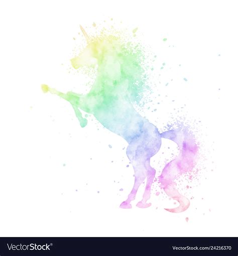 Watercolor rainbow unicorn silhouette painting Vector Image