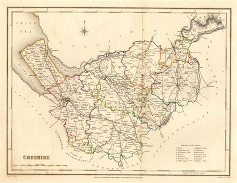 Antique county map of CHESHIRE by Creighton & Walker for Lewis c1840 old