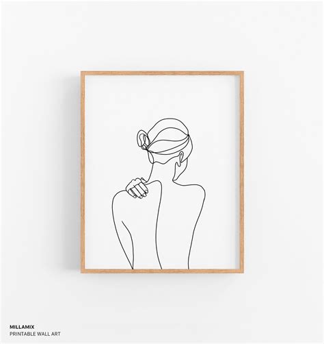 Wall Décor Female Silhouette Art Minimalist Printable Wall Art One Line ...