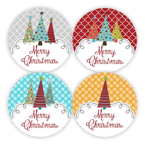 Merry Christmas Stickers Grey Red Turquoise Orange Dots | Etsy