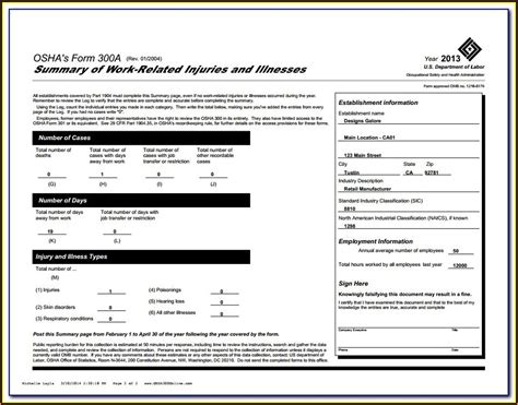 Free Fillable Osha 300 Form - Printable Forms Free Online