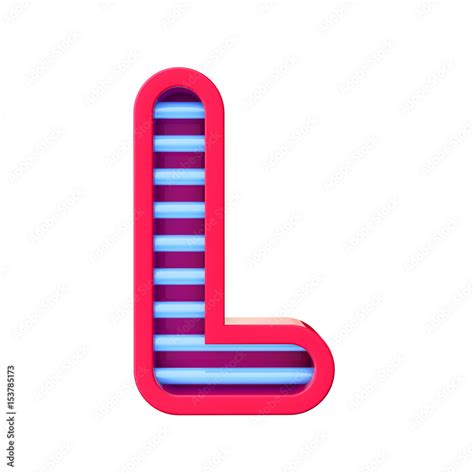 Neon style light letter L. Glowing neon Capital letter. 3D rendering ...