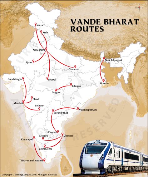 Vande Bharat Express Route Map, Vande Bharat Train Routes, Vande Bharat ...