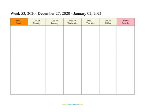 Printable Work Week Calendar 2021 Blank – Best Calendar Example