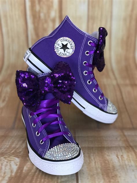 Diy Bling Kids Shoes in 2024 | Purple converse, Bling converse, Purple ...