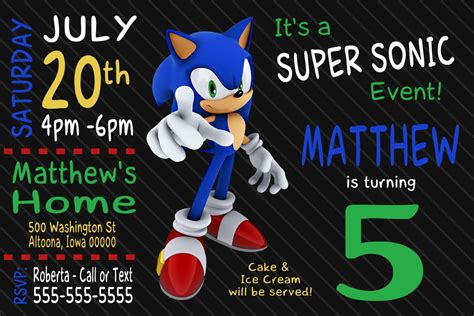 Printable Sonic Birthday Invitations