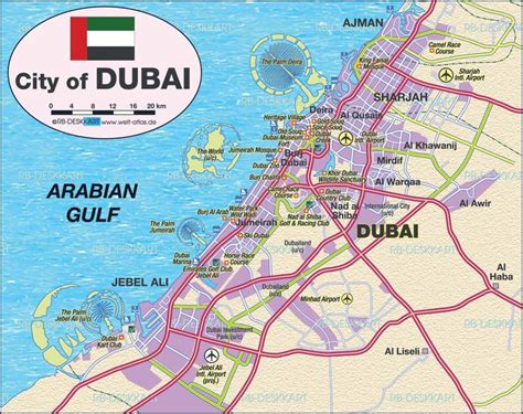 Map of Dubai (United Arab Emirates UAE)