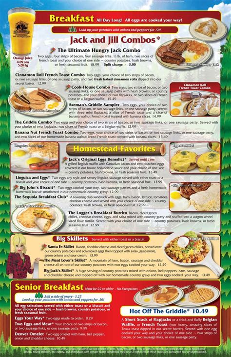 Menu at Lumberjack's Restaurant, Willits