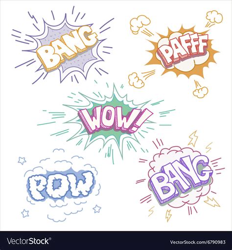 Boom Comic book explosion set Royalty Free Vector Image