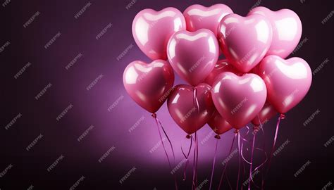 Premium AI Image | Group of pink heart shaped balloons on pastel pink ...