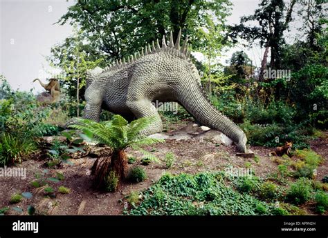 Dinosaur sculptures, Crystal Palace Park London UK Stock Photo - Alamy