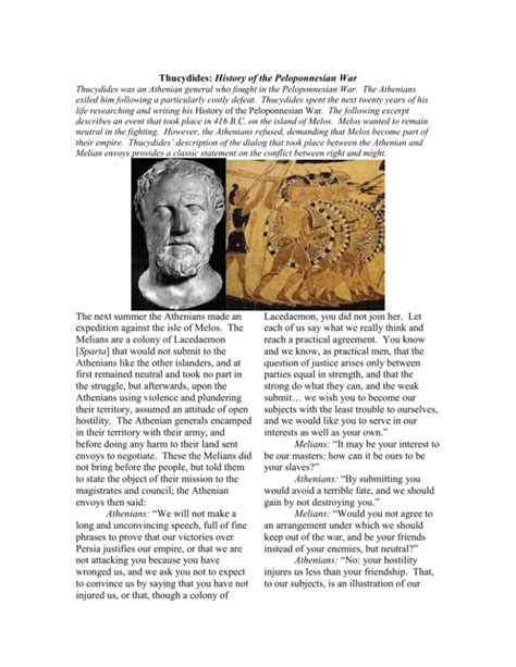 Thucydides: History of the Peloponnesian War Thucydides was an