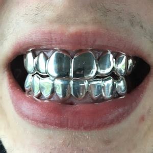 925 Sterling Silver Custom Fit Grillz Plain Silver Teeth REAL - Etsy