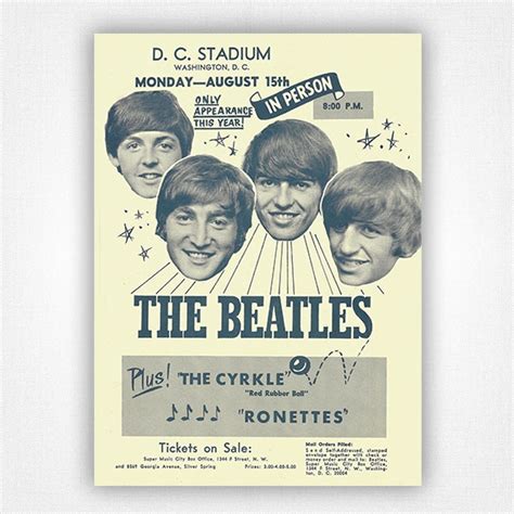 The Beatles Washington DC Stadium concert poster. 15 Aug 1966.