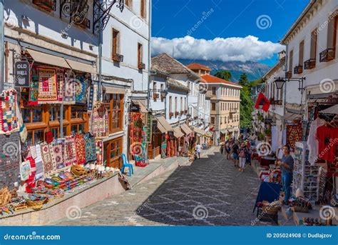 GJIROKASTER, ALBANIA, SEPTEMBER 25, 2019: People are Strolling through ...