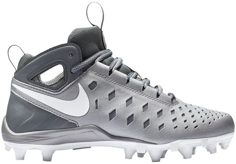 Nike Kids' Huarache V Lax Mid Lacrosse Cleats - Metallic Silver/White ...