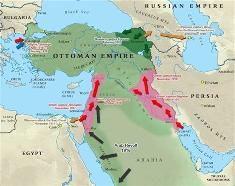 The British inspired Arab Revolt and movements in the Middle Eastern ...