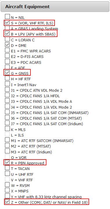 ICAO equipment codes – BruceAir, LLC