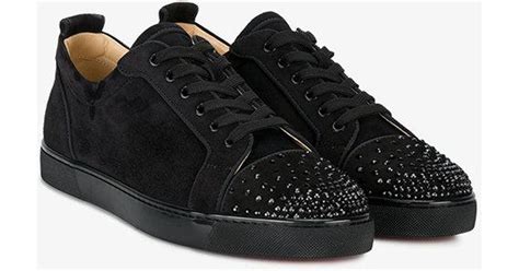 Christian Louboutin Black Leather Louis Junior Spike Sneakers for Men ...