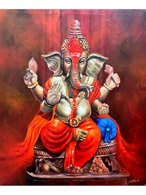 Acrylic Canvas Painting Of Ganesha